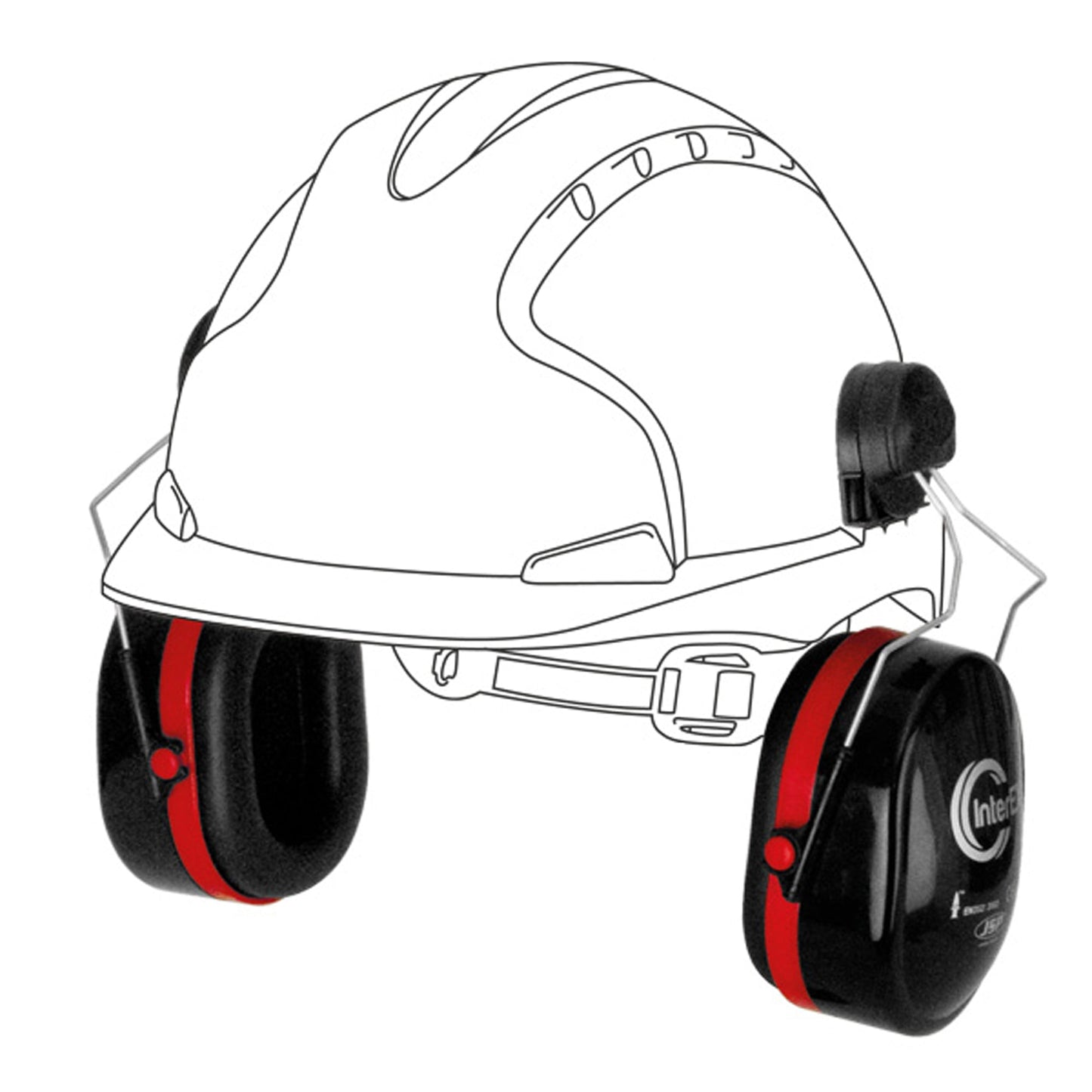 JSP InterEX Helmet Mounted Ear Defenders with Adjustable Steel Arms