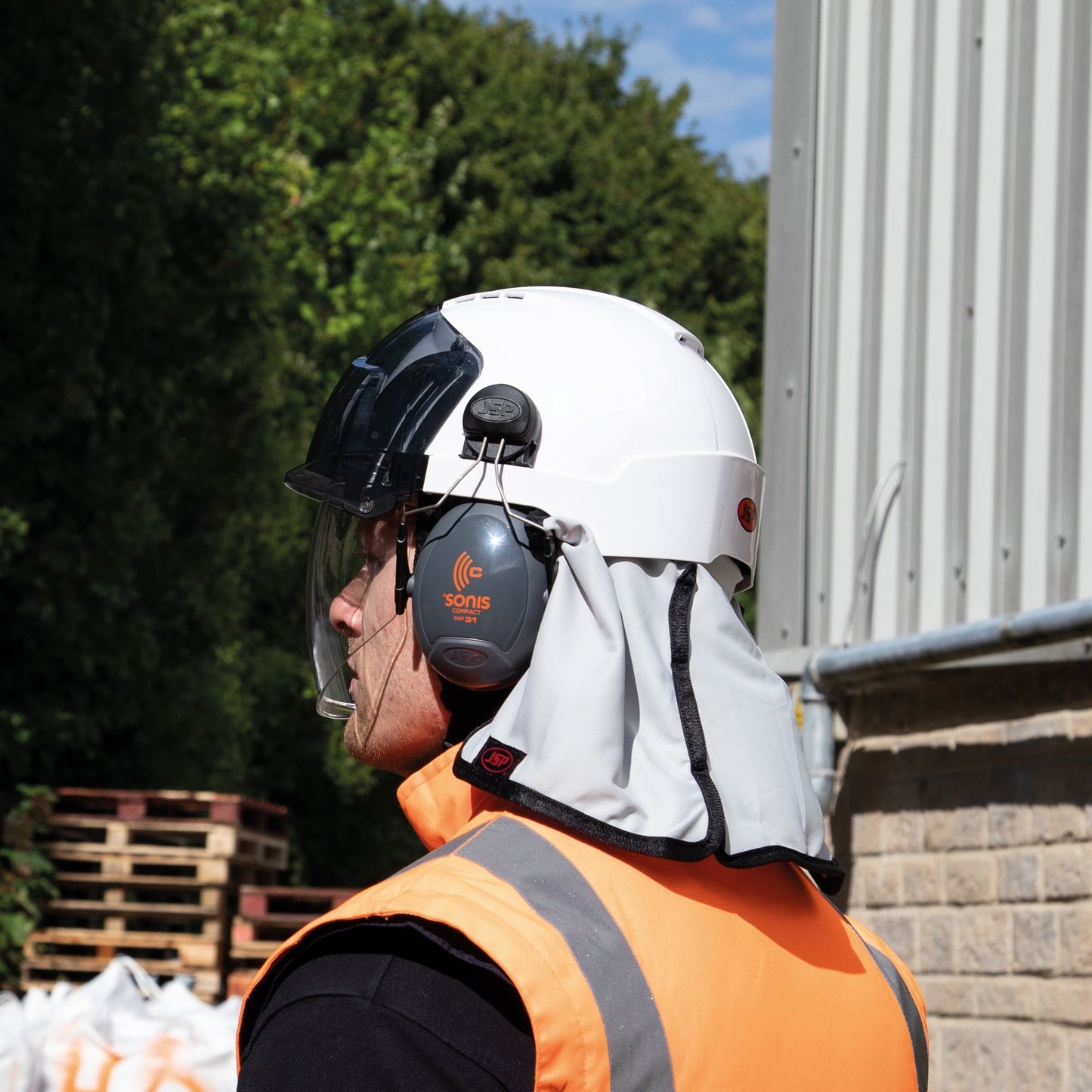 JSP EVO Neck Cape Grey UV Protection 50 Compatible with Safety Helmets