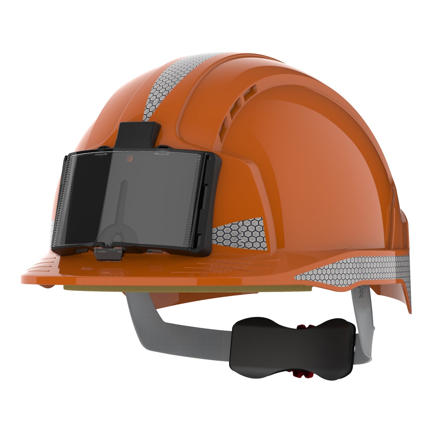 JSP EVOLite Safety Helmet Orange with CR2 Decals ID Badge Holder Lamp Bracket