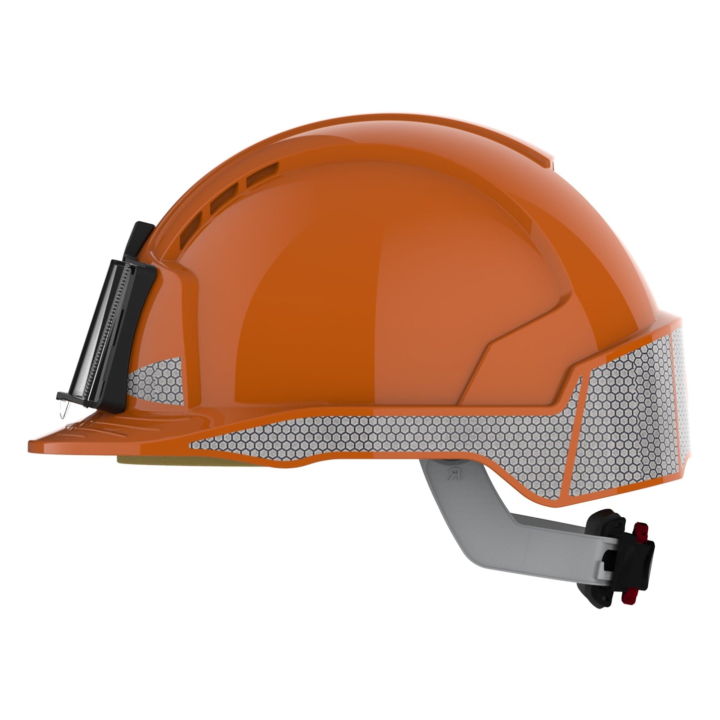 JSP EVOLite Safety Helmet Orange with CR2 Decals ID Badge Holder Lamp Bracket
