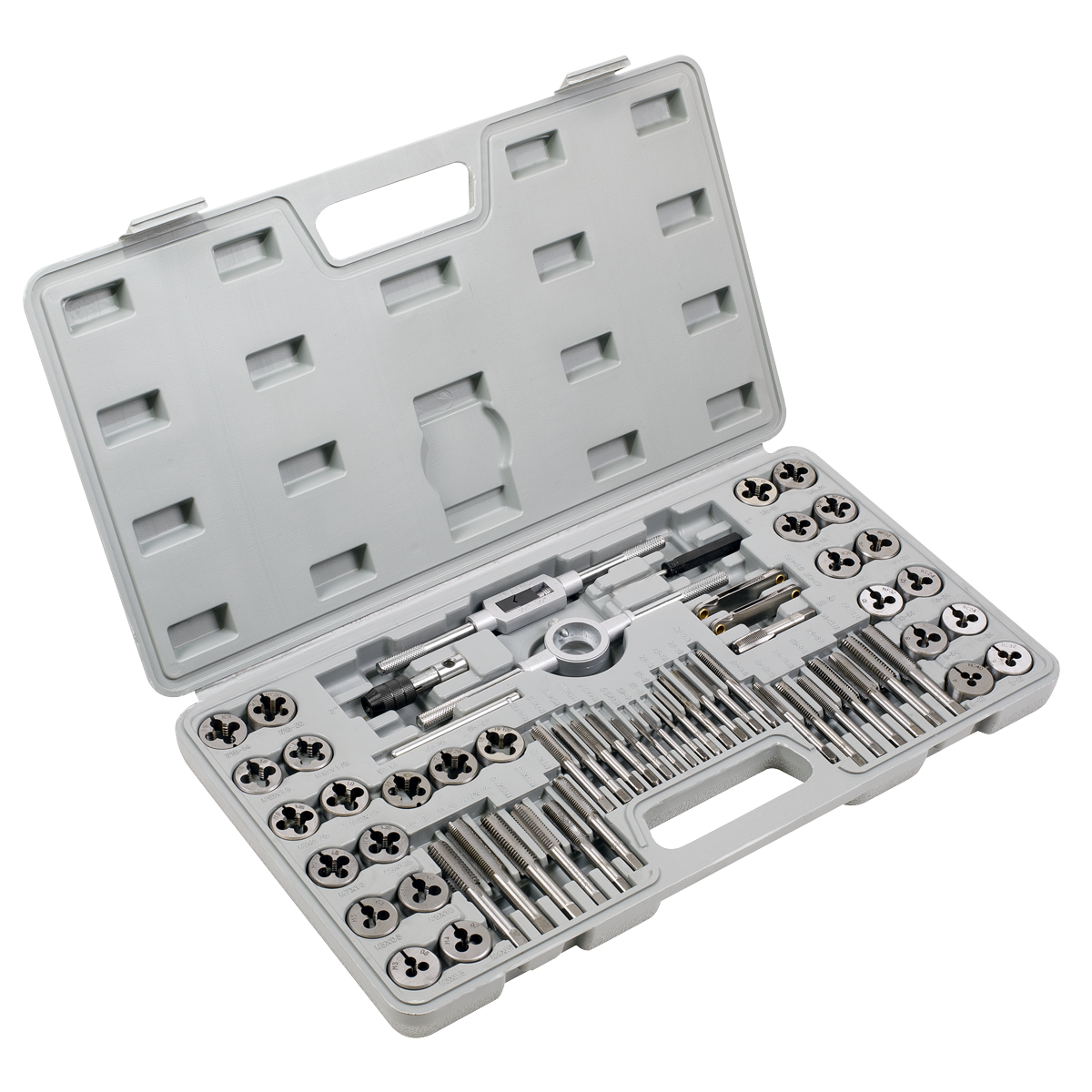 Sealey 60pc Tap & Die Set Metric & Imperial Alloy Steel with Storage Case