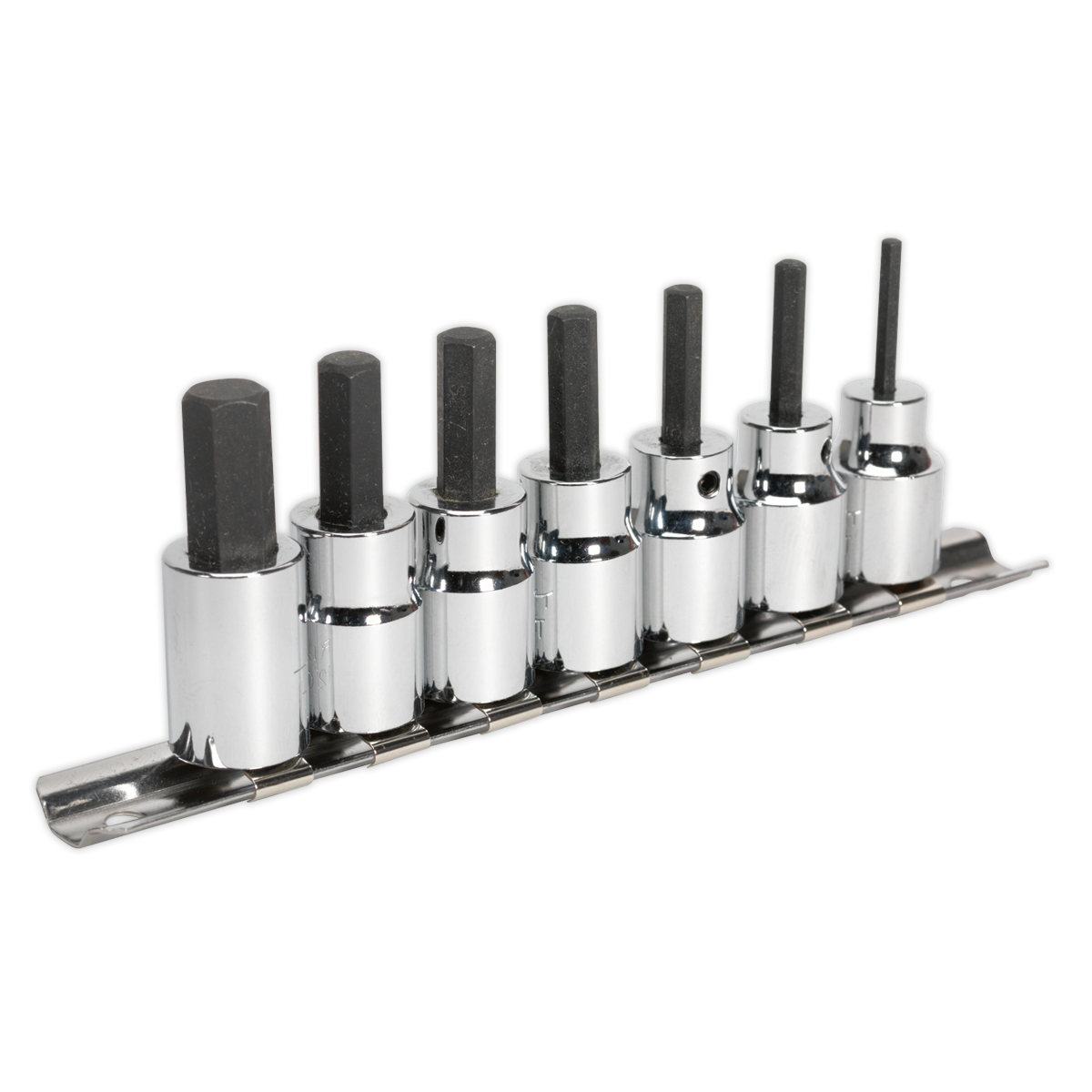 Sealey 7pc Hex Socket Bit Set 3/8" Drive Metric Chrome Vanadium S2 Steel