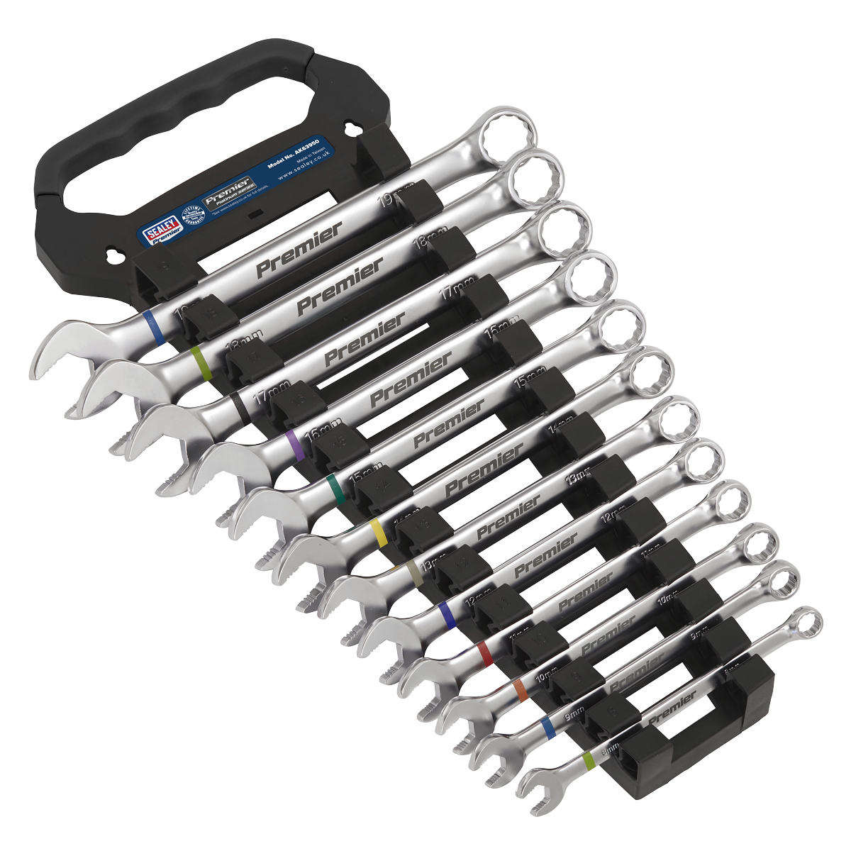 Sealey 12pc Metric Combination Spanner Set Anti-Slip Chrome Vanadium Tools