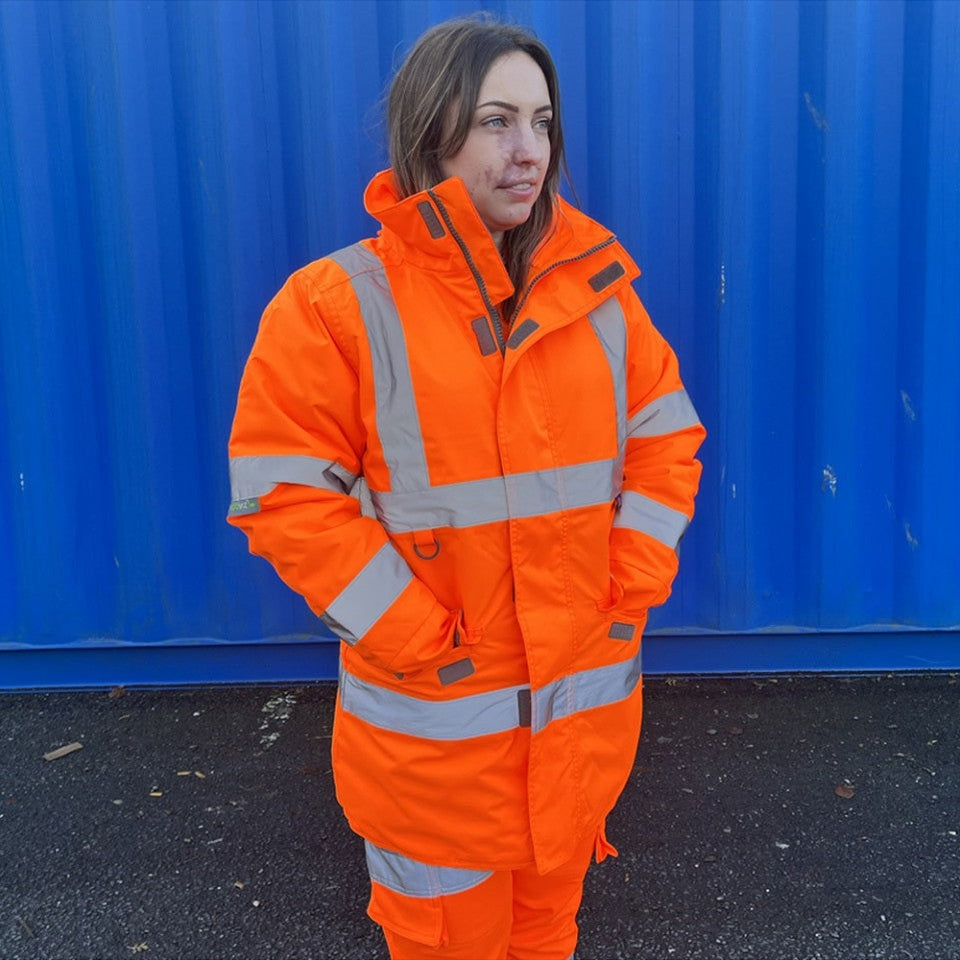 Leo Workwear EcoViz 4K Women's Baffle Lined Anorak Hi-Vis Orange XXS-6XL