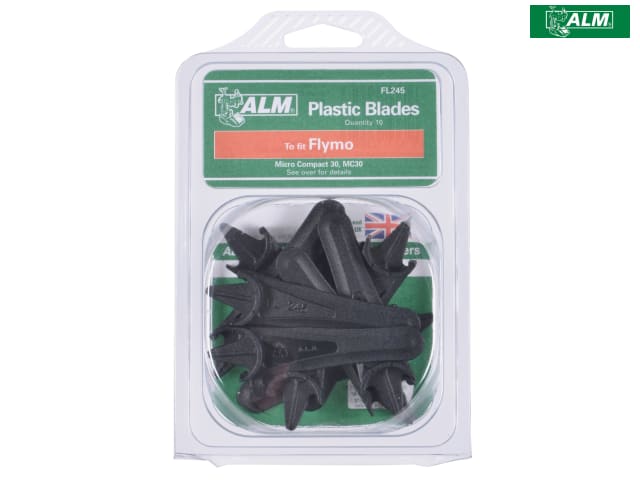 ALM FL245 Plastic Blades for Flymo Mowers Half Moon Mounting Pack of 10