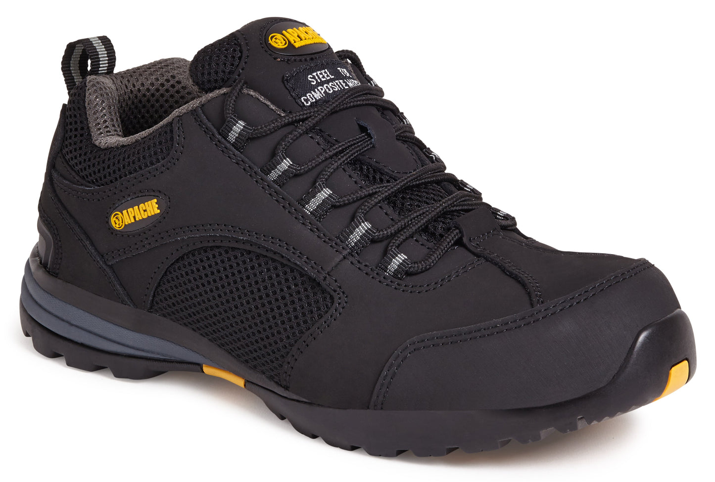 Apache AP318SM Safety Shoes Steel Toe Anti-Static Shock Absorbent Black Trainer