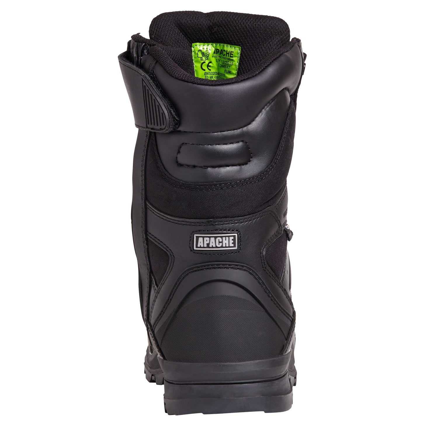 Apache Combat High Leg Safety Boots Black Leather Waterproof Composite Toe