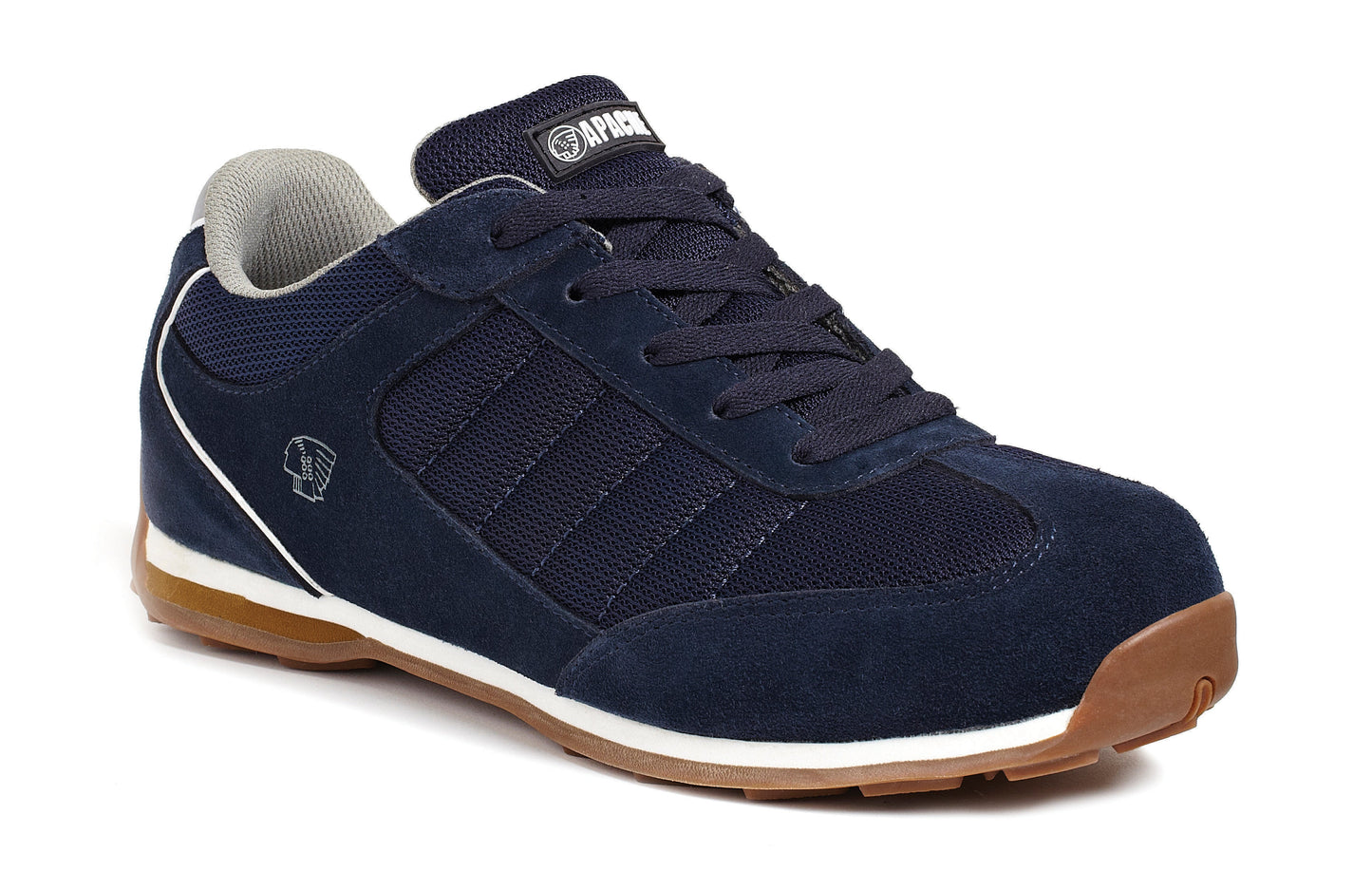 Apache Strike Suede Retro Safety Trainers Navy Aluminium Toe Cap Shock Absorbent
