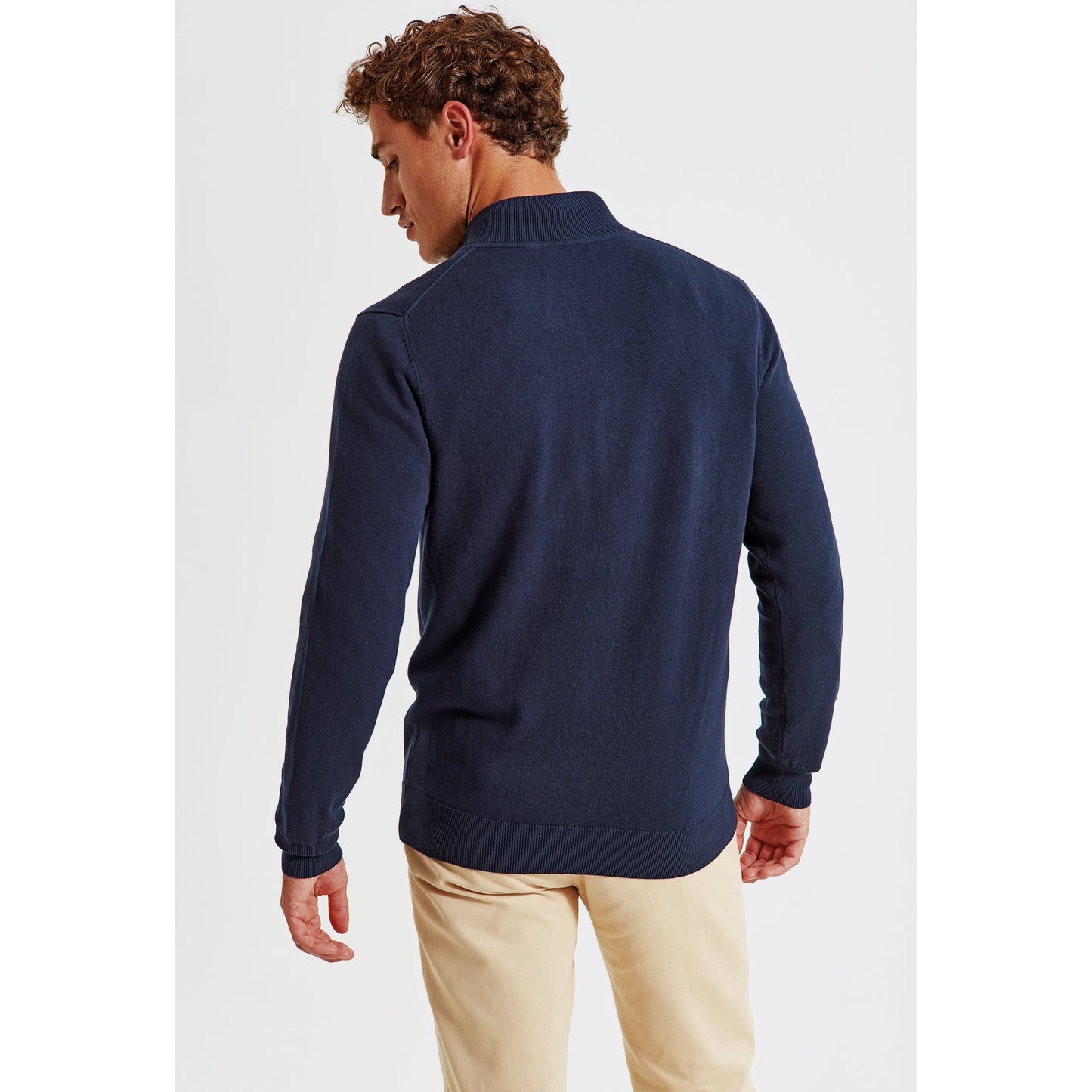 Asquith & Fox Men's Cotton Blend Â¼ Zip Sweater Decorative Stitching Sizes S-3XL