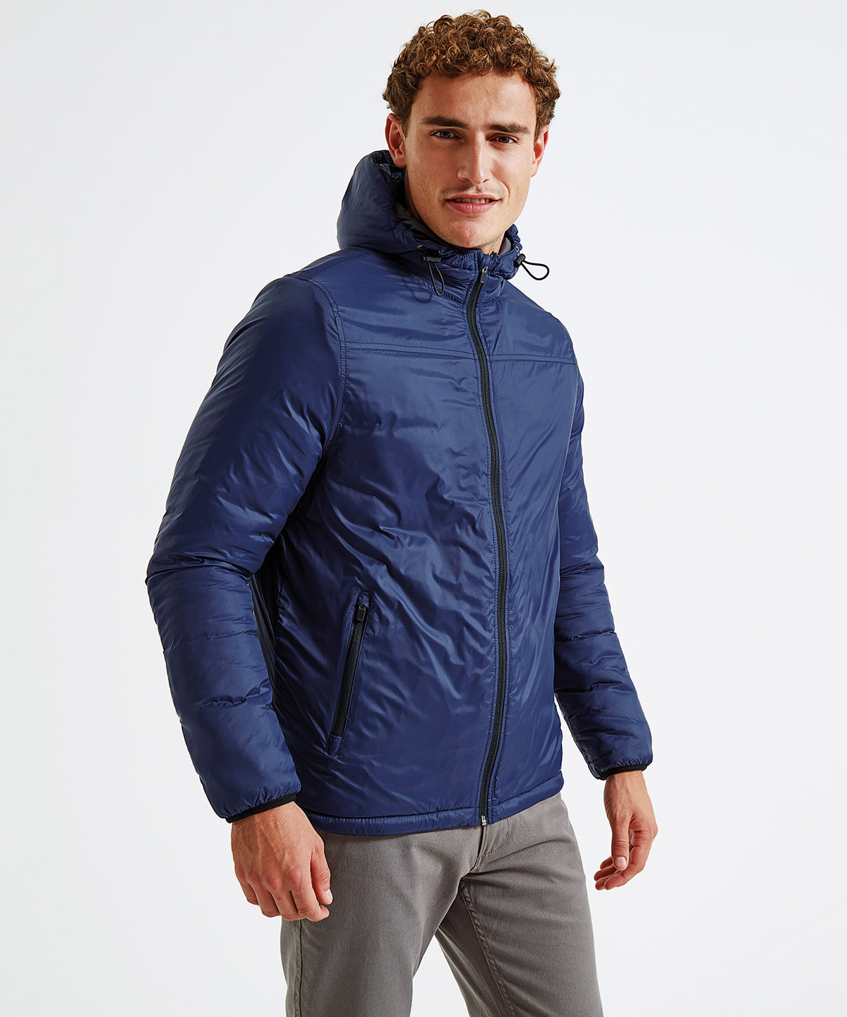 Asquith & Fox Men's Padded Wind Jacket with Double Hood, Wind-Resistant,  S-2XL