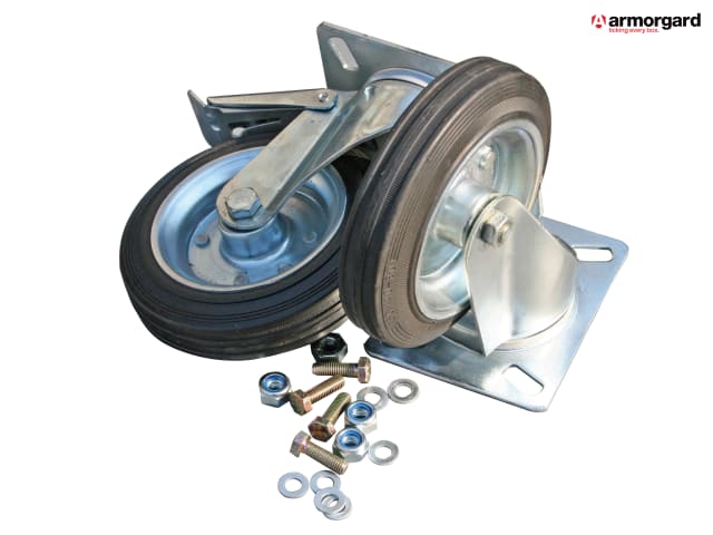 Armorgard Heavy-Duty 150mm Rubber-Tyred Castors Set of 4 with Fixings
