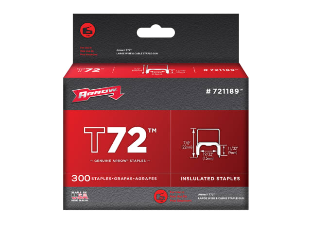 Arrow T72 Clear Insulated Staples 9x15mm Box of 300 for Staple Gun Wiring