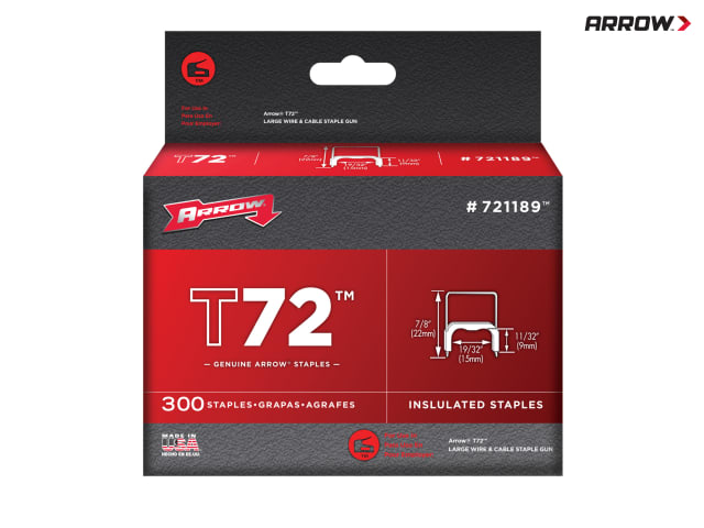 Arrow T72 Clear Insulated Staples 9x15mm Box of 300 for Staple Gun Wiring