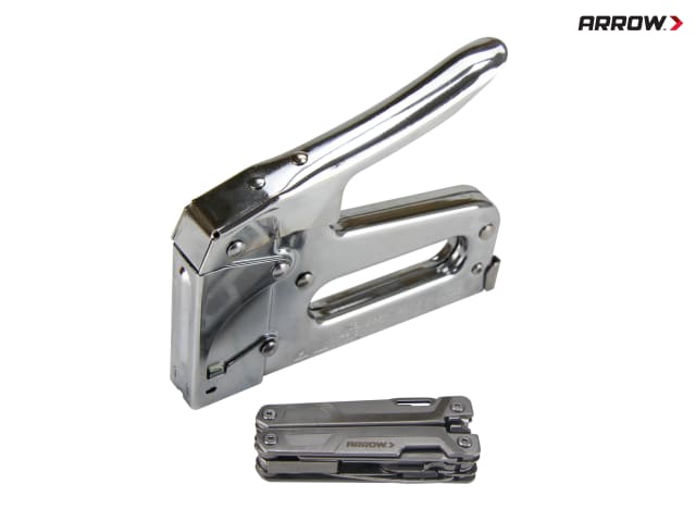 Arrow AT50 Staple Gun Heavy Duty with Free Multi Tool - Home & Professional Use