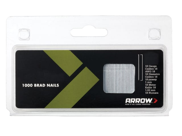 Arrow BN1824 38mm 18g Brad Nails for T50PBN ET100 ET200 Nail Guns 1000 Pack