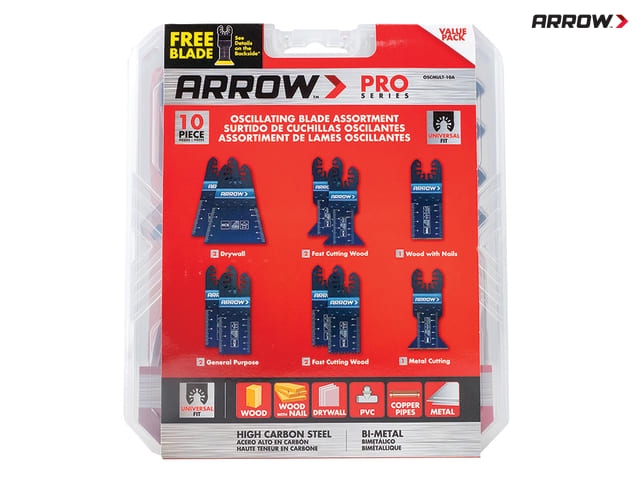 Arrow Oscillating Multi-Tool Blade Set 10 Piece Universal Fit High Carbon Steel