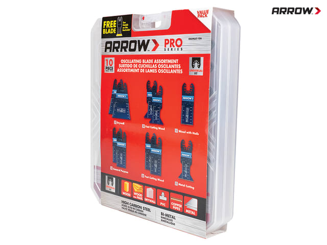 Arrow Oscillating Multi-Tool Blade Set 10 Piece Universal Fit High Carbon Steel