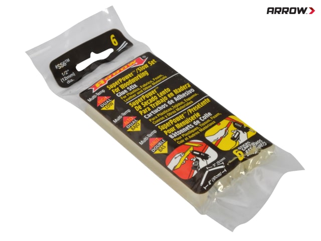Arrow SS6 Slow Set Glue Sticks 102mm Pack of 6 Ideal for Plastics Fabrics