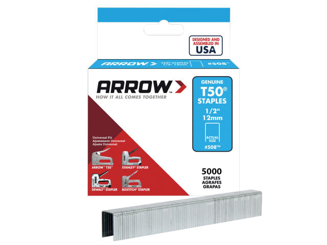 Arrow T50 Staples 12mm 1/2in Bulk Pack of 5000 for T50 T55 HT50P and More