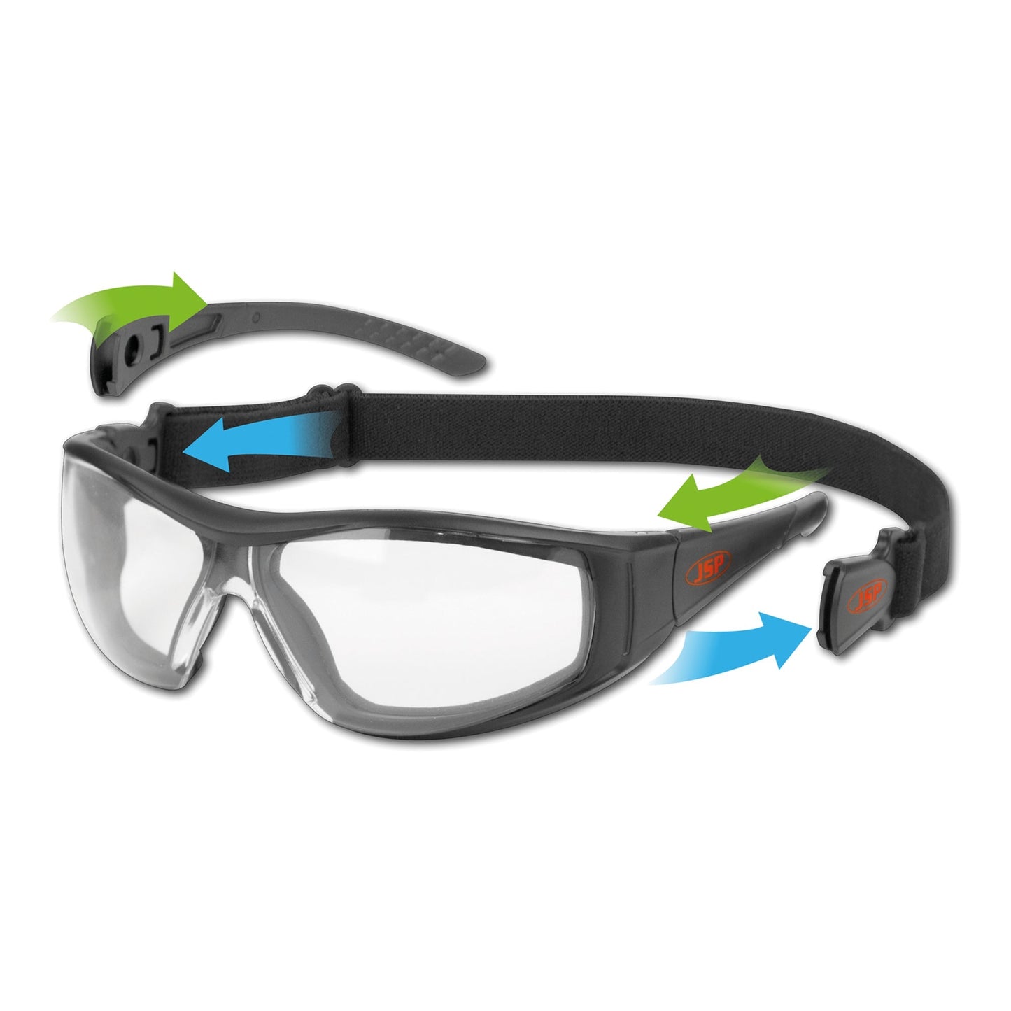 JSP Stealth Hybrid Safety Specs Goggles Clear Lens UV Protection Adjustable Fit