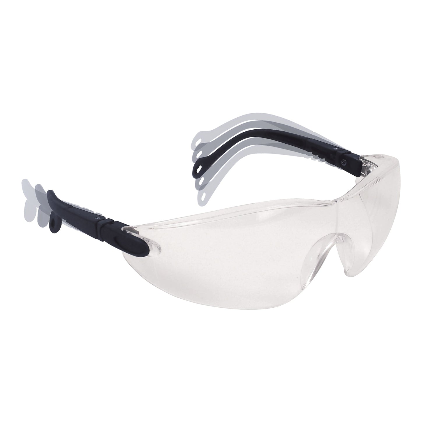 JSP Eclipse Smoke Safety Specs Black Wraparound Lens Adjustable Side Arms