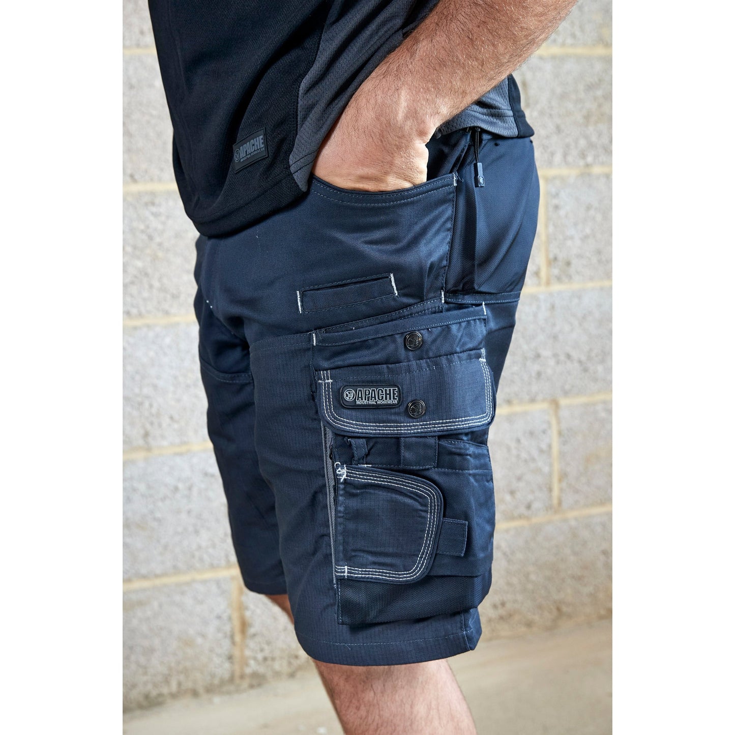 Apache ATS Steel Grey Cargo Shorts Lightweight Fabric Multi Pocket Design