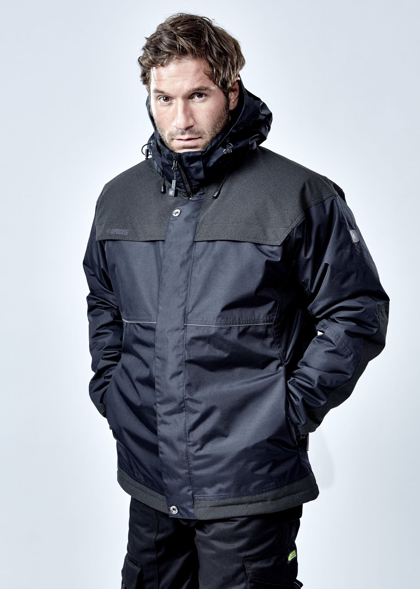 Apache ATS Waterproof Padded Jacket with Hood, Reflective Piping, Size M