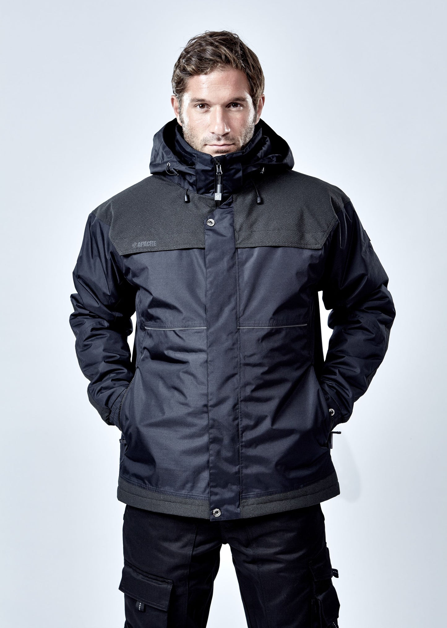 Apache ATS Waterproof Padded Jacket with Hood, Reflective Piping, Size M