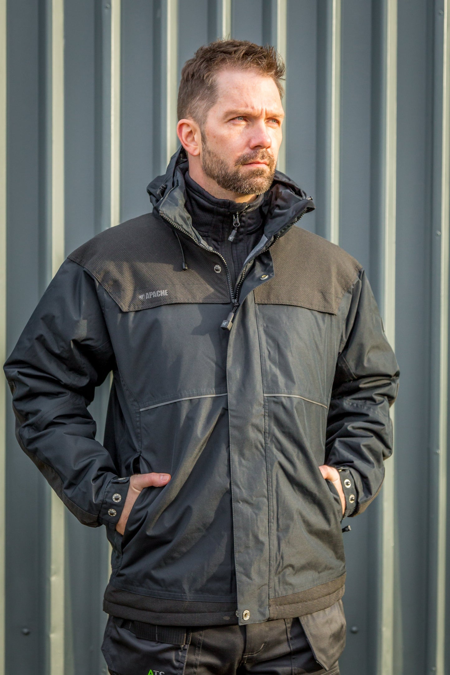 Apache ATS Waterproof Padded Jacket with Hood, Reflective Piping, Size M