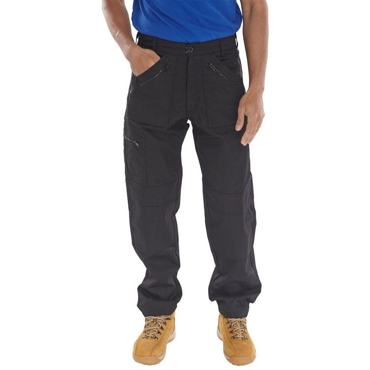 Beeswift Action Work Trousers Poly Cotton Multi Pockets Double Seat Knee Patches