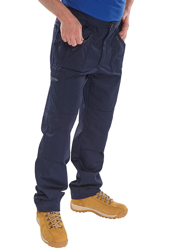 Beeswift Action Work Trousers Poly Cotton Multi Pockets Double Seat Knee Patches