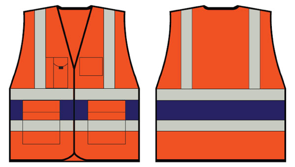 Beeswift Hi Vis Executive Vest Orange Polyester Zip Pockets ID Pouch EN ISO20471