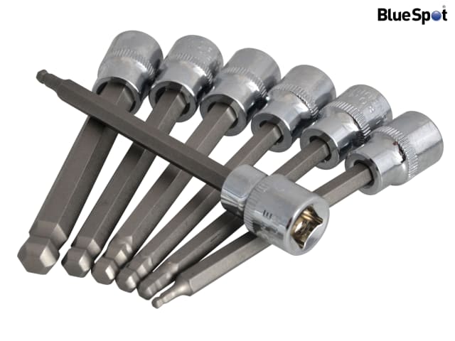 BlueSpot 3/8in Drive Extra Long Hex Ball Socket Bit Set 7 Piece 110mm