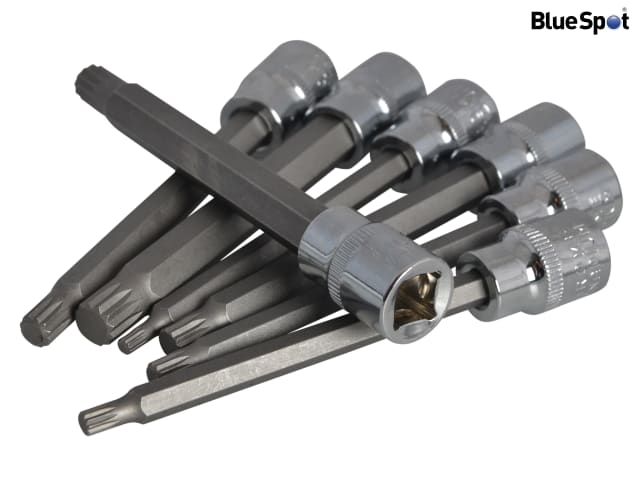 BlueSpot 3/8in Drive Extra Long Spline Socket Bit Set 7 Piece Chrome Vanadium