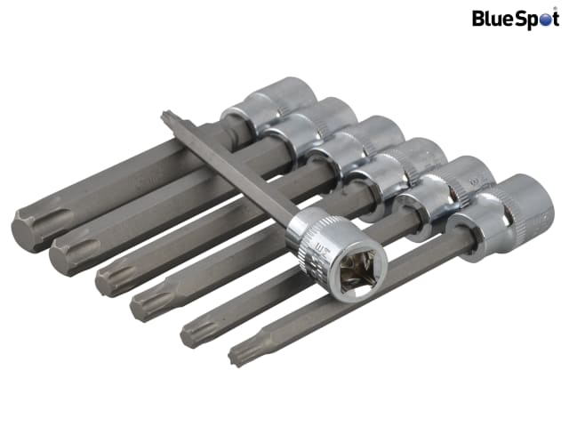 BlueSpot Tools 3/8in Drive Extra Long TORX Socket Bit Set 7 Piece T25-T60