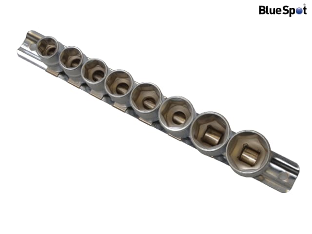 BlueSpot 3/8in Drive Socket Set on Rail 8 Piece Chrome Vanadium Steel
