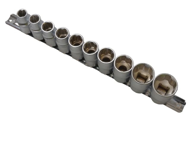 BlueSpot 1/2in Drive Socket Set 10 Piece Metric on Rail Chrome Vanadium