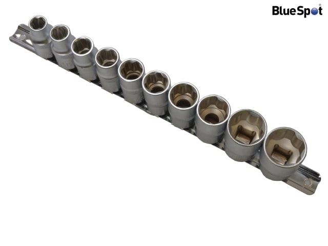 BlueSpot 1/2in Drive Socket Set 10 Piece Metric on Rail Chrome Vanadium