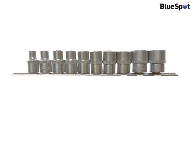 BlueSpot 1/2in Drive Socket Set 10 Piece Metric on Rail Chrome Vanadium