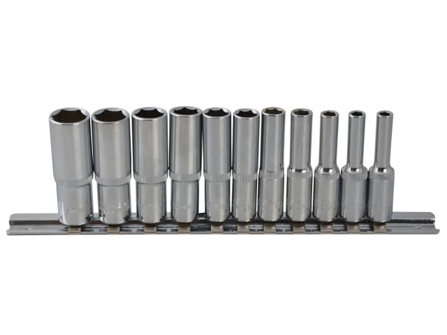 BlueSpot Tools 1/4in Drive Deep Socket Set 11 Piece Chrome Vanadium Steel