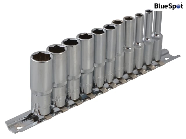 BlueSpot Tools 1/4in Drive Deep Socket Set 11 Piece Chrome Vanadium Steel