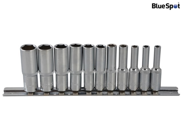 BlueSpot Tools 1/4in Drive Deep Socket Set 11 Piece Chrome Vanadium Steel