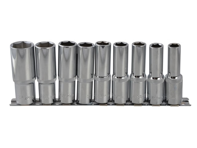 BlueSpot Tools 1/2in Drive Deep Socket Set 9 Piece Chrome Vanadium Steel