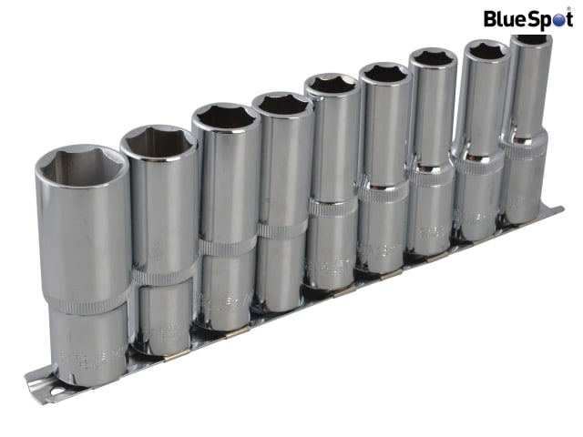 BlueSpot Tools 1/2in Drive Deep Socket Set 9 Piece Chrome Vanadium Steel