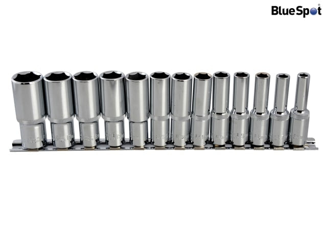 BlueSpot Tools 3/8in Drive Deep Socket Set 13 Piece Chrome Vanadium Steel