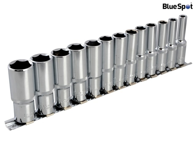BlueSpot Tools 3/8in Drive Deep Socket Set 13 Piece Chrome Vanadium Steel