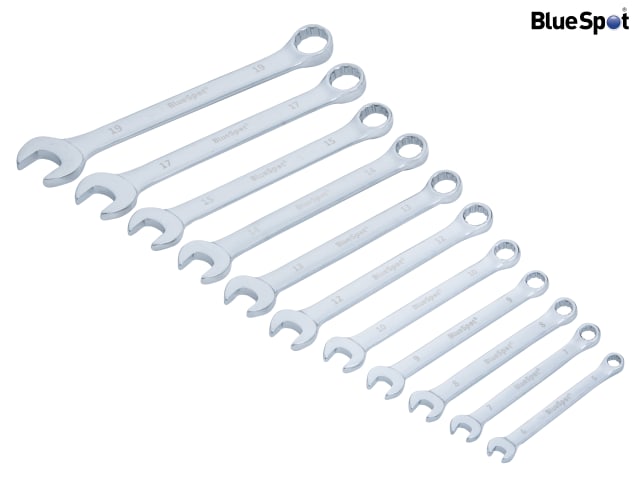 BlueSpot 11 Piece Combination Spanner Set Chrome Vanadium Wrenches 6-19mm