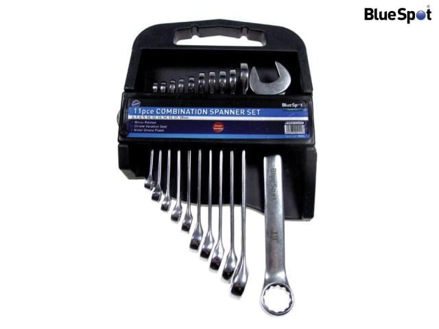 BlueSpot 11 Piece Combination Spanner Set Chrome Vanadium Wrenches 6-19mm