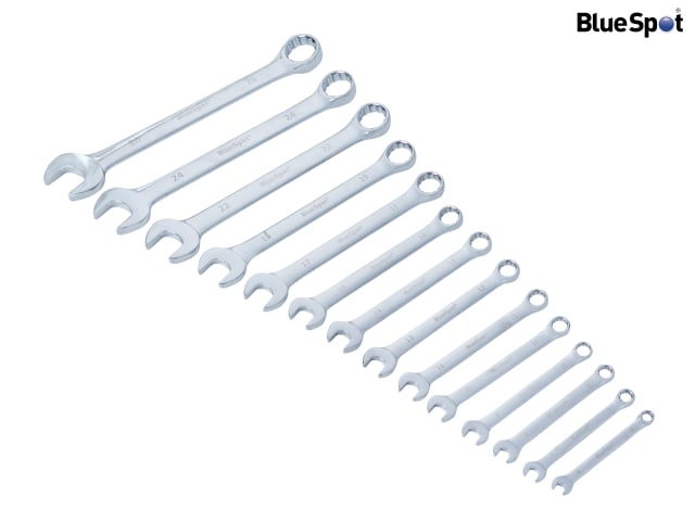 BlueSpot 14 Piece Combination Spanner Set Metric Chrome Vanadium with Case