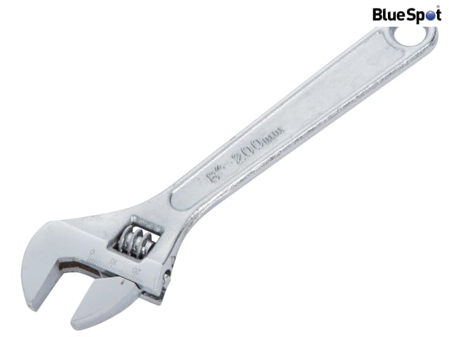 BlueSpot Tools 200mm Adjustable Wrench Chrome Plated Carbon Steel 28mm Capacity